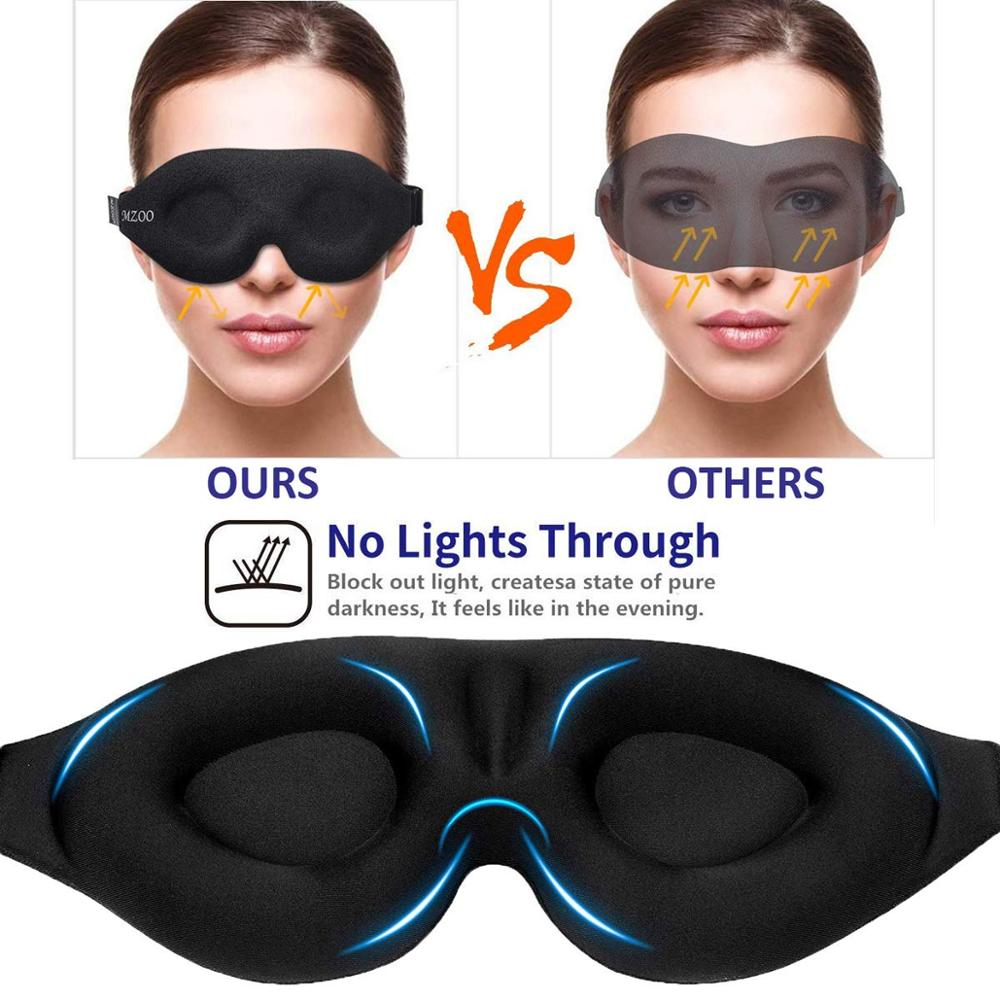 3D Contour Eye Mask for Sleep and Travel (Black)