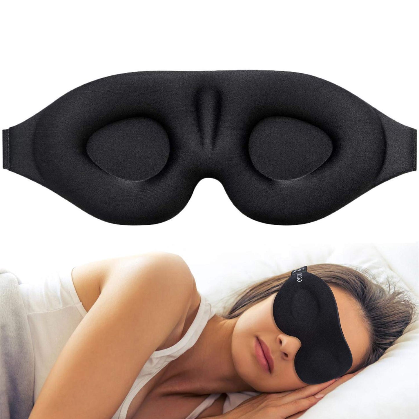 3D Contour Eye Mask for Sleep and Travel (Black)