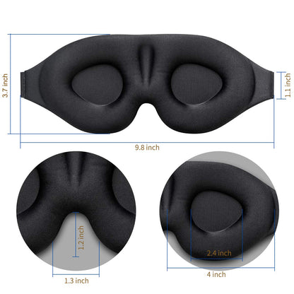 3D Contour Eye Mask for Sleep and Travel (Black)