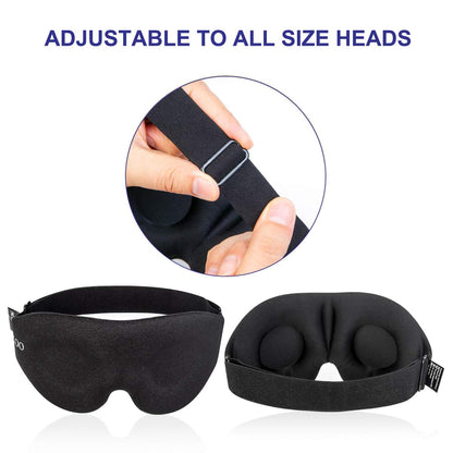 3D Contour Eye Mask for Sleep and Travel (Black)